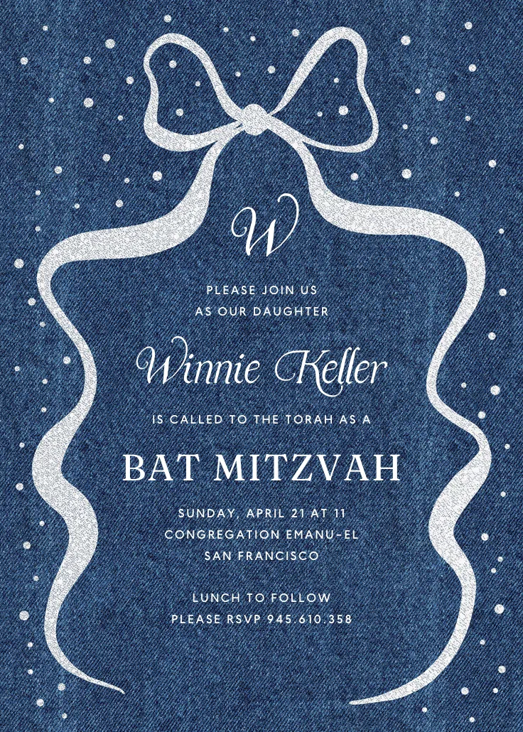 Denim design - bar & bat mitzvah invitation